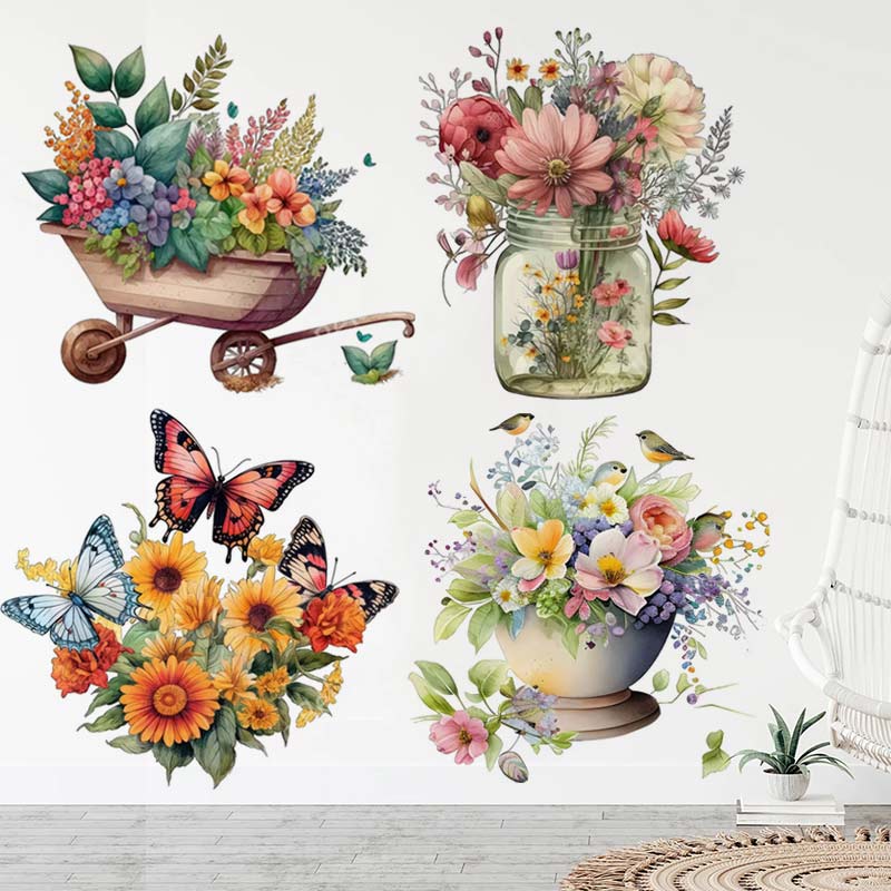 Flower Wall Panel - Сельский стиль, цветок, акварель, стикер на
