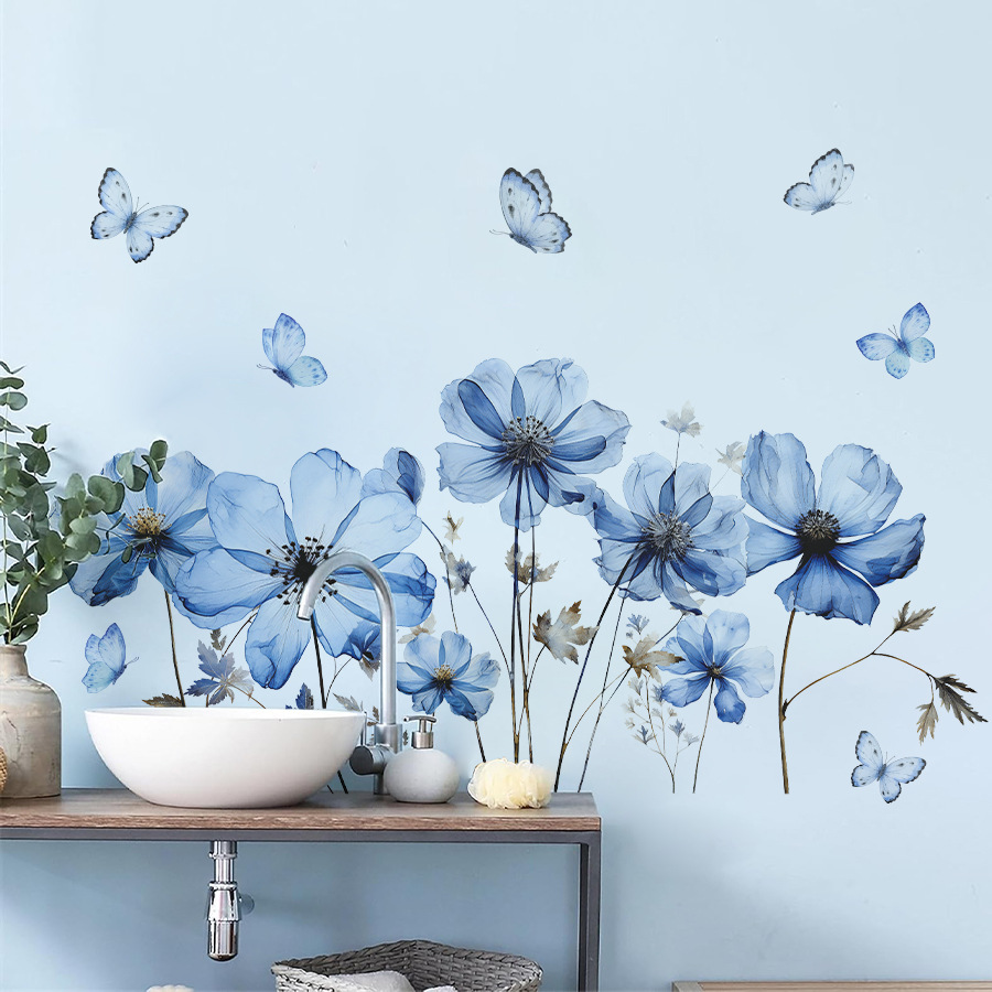 Flower Wall Panel - Самоклеящаяся наклейка на стену «Свежие синие